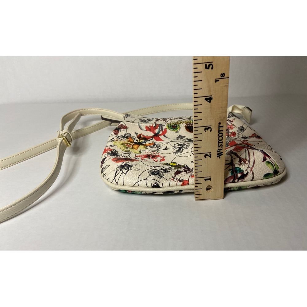 Kenneth Cole Reaction Floral Print Crossbody Bag‎ Cream Multi Color Small - Picture 8 of 16